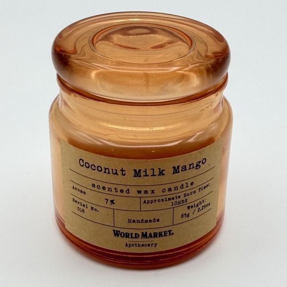 World Market‎ Apothecary Coconut Milk Mango Scented Candle Amber Jar 2.29oz - Picture 6 of 10